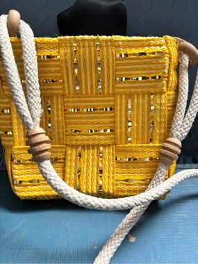 VTG made in Italy Woven Crossbody Bag with Rope Strap